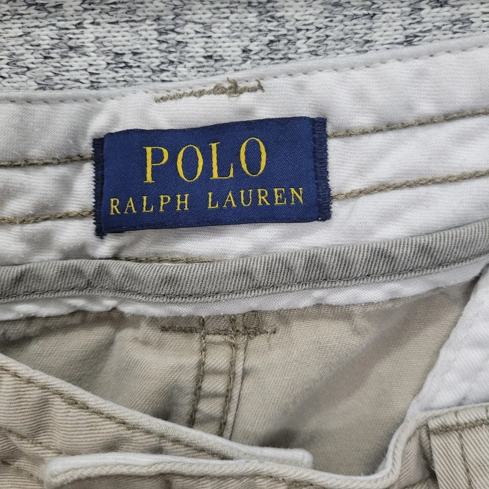 Polo Ralph Lauren Men's Khaki Cargo Shorts Classic‎ Fit Size 36 Cotton FLAW